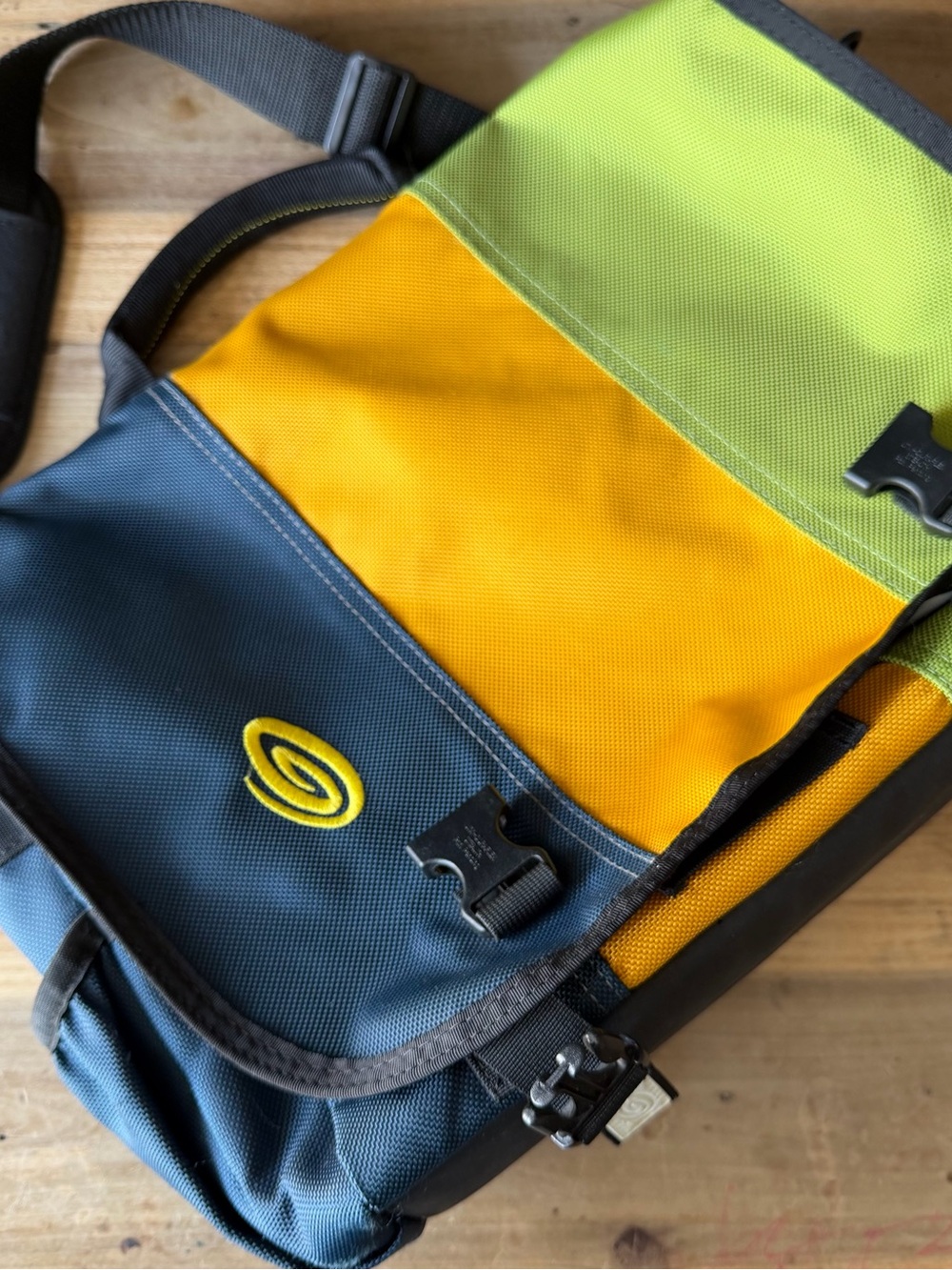 Timbuk2 Tri-Panel Messenger Bag in Lime, Gold, and Slate